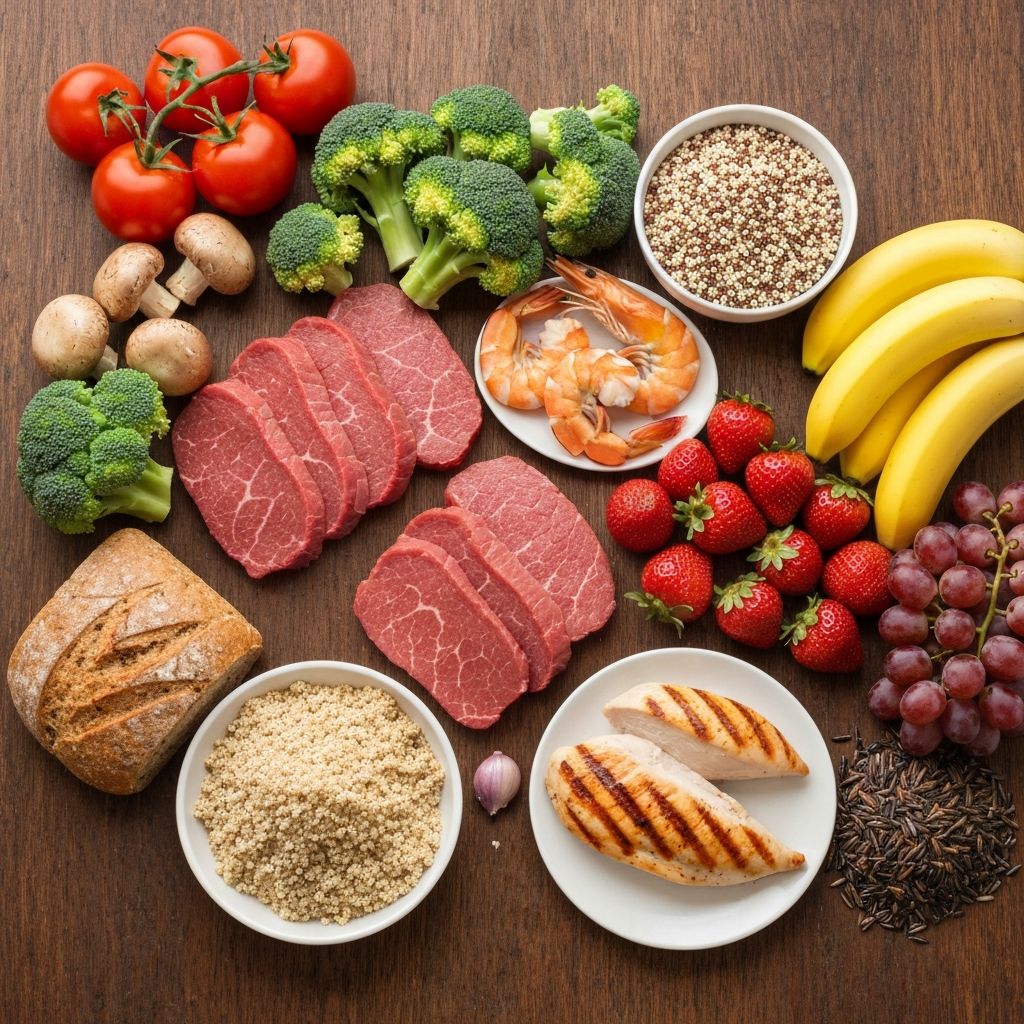 Various food groups and nutrition options